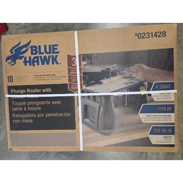 New In Box! Blue Hawk Plunge Router With Table