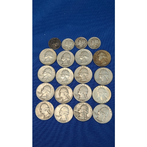 Assorted Silver Mercury Head Dimes & Washington Head Quarters- FV: $4.40