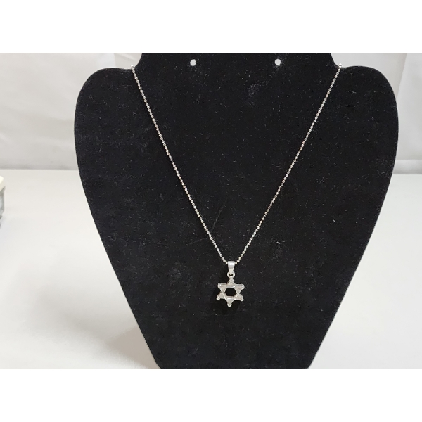Sterling Silver 18in Star of David Pendant Necklace TW: 6.6g