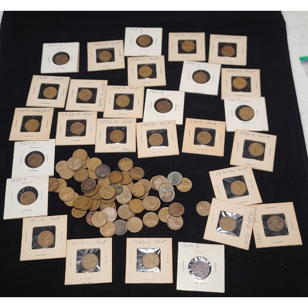 Assorted Years Wheat Pennies Including 1909 VDB Penny - Face Value: $0.93