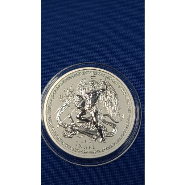 2017 Isle Of Man 1 0z .999 Fine Silver "Angel" High Relief Proof Coin 