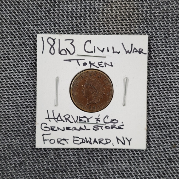 1863 Harvey & Co General Store in Fort Edward, N.Y. Civil War Token 