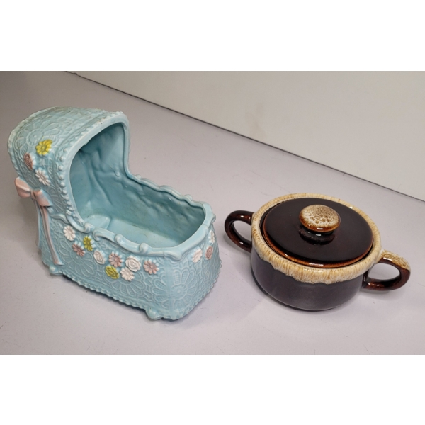 Ceramic Cradle And Ceramic Crock