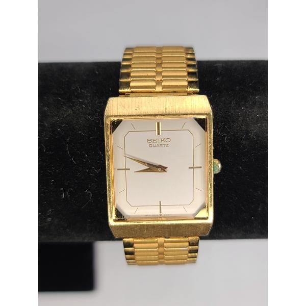 Vintage Men's Seiko Quartz Model 5Y00 - 5040 Tank Style Dress Watch - Working Condition