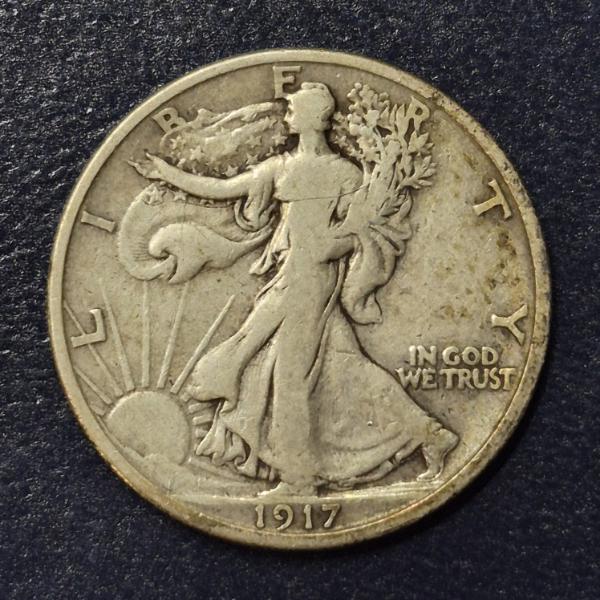 RARE 1917 S on Reverse Walking Liberty Half Dollar 90% US Silver Coin - Circulated - See Pics