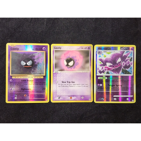 Three Assorted Vintage Pokemon Trading Cards Including Reverse Holo's - Gastly & Haunter!