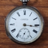 Image 2 : Antique Late 1800's Sterling Silver H.Samuel English Railroad Pocket Watch ~ Total Weight 126 Grams