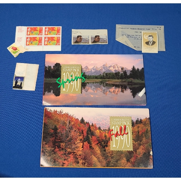US Postage Stamp Collection, Paraguay Kennedy Memorial Issue Stamp & Unused US Postage Stamps