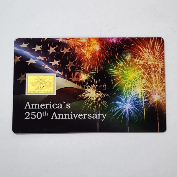America's 250th Anniversary Commemorative Gold Card - 1/1000 oz .999 Gold
