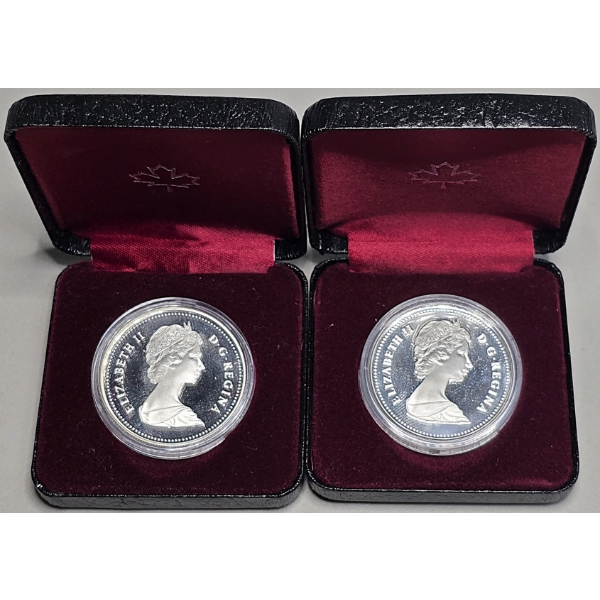 Set of 2 Royal Canadian Mint Silver Dollar - 150th Toronto Anniversary - .500 Silver 23.33 Grams Ea.