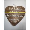 Image 3 : Wooden Heart Wedding Sign "Pick a Seat Not a Side" - Standing or Handing Sign 