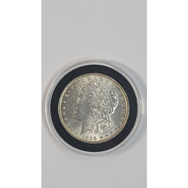 United States 1896-P Morgan 90% Silver Dollar In Coin Capsule