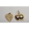 Image 2 : 14K Gold Heart-shaped Floral Openwork Pendant & 14K Gold Two-Tone Celestial Pendant - Weight: 2.1g