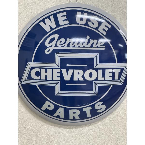 Incredible 16" Round We Use Genuine Chevrolet Parts Metal Advertising Sign - Mint Condition