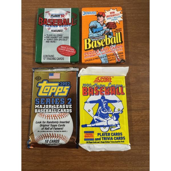 4 Assorted MLB Baseball Wax Packs Cards - Brand New 