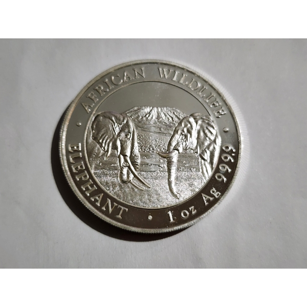 2020 Somali Republic African Wildlife Elephant 1 Oz 9999 Fine Silver Round 