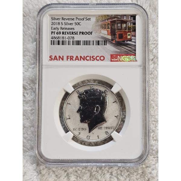 NGC PF 69 Reverse Proof 2018-S Silver Kennedy Half Dollar