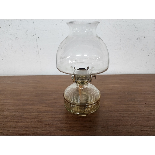 Vintage Glass Oil Lamp - About 14in Tall 