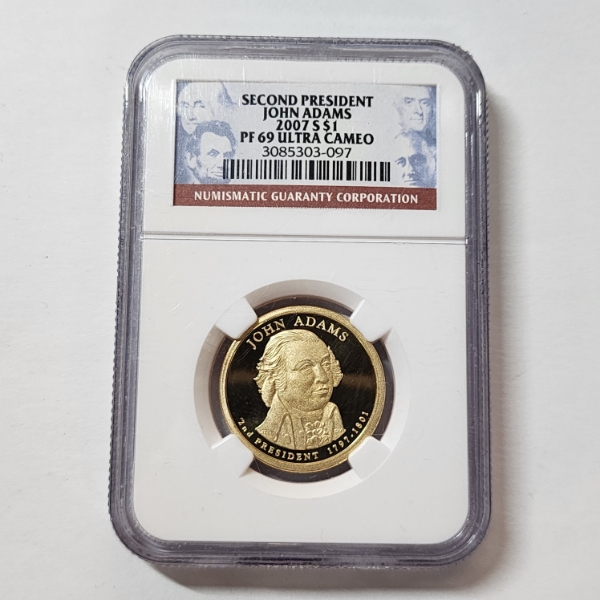 NGC PF69 Ultra Cameo 2007-S Second President John Adams Presidential Dollar 