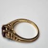 Image 3 : 10K Yellow Gold Ring with Red Gemstone - Size 6 - Total Weight: 2.4g