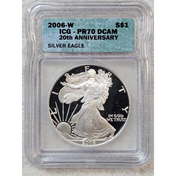 IGC PR70 DCAM "2006-W" American Silver Eagle Dollar 1oz. PROOF Coin