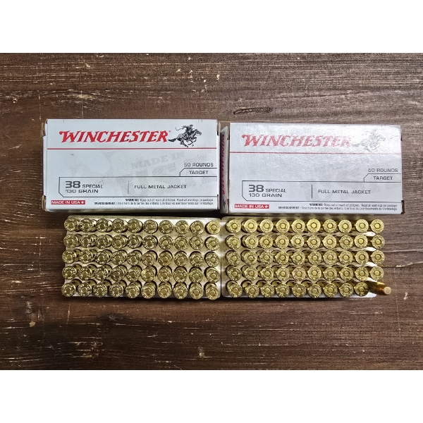Winchester 38 Special 130gr Full Metal Jacket- Qty 100