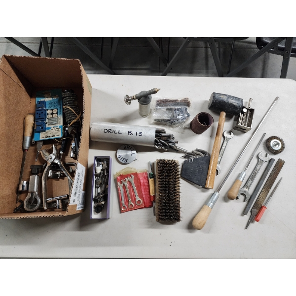 Drill Bits, Chisels, Wrenches, and Assorted Tools