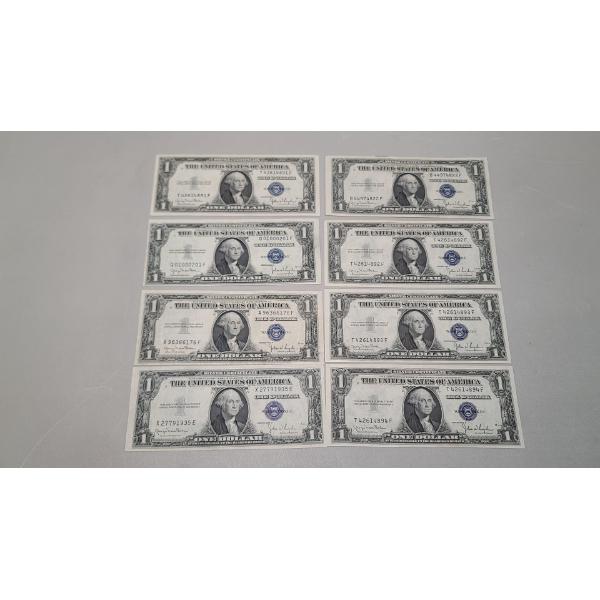 (8) Series 1935 D $1 Silver Certificate Bank Notes - Face Value: $8.00