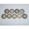 Image 1 : (9) Assorted Years 90% Silver Barber Dimes - FV: $0.90