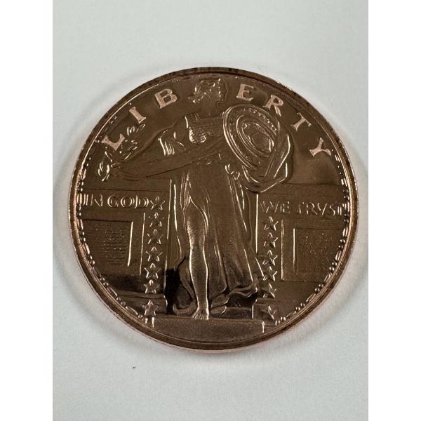 Standing Liberty .999 Fine Copper Troy Ounce Coin - Mint Condition - Limited Edition
