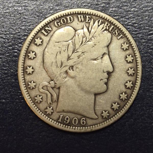 1906 D Barber (Liberty Head ) 90 % Silver Half Dollar - Better Grade -  See Pics