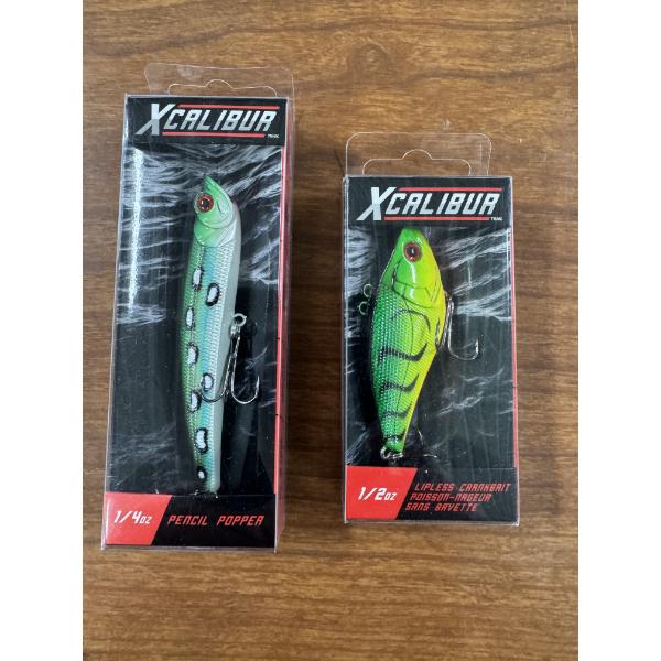2 - Brand New Excalibur Fishing Lures - Crankbait & Pencil Popper - New In Box