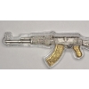Image 3 : 2024 Chad 2 Oz .999 Fine Silver Assault Rifle Shaped Coin With Antiqued & Gilded Accents 