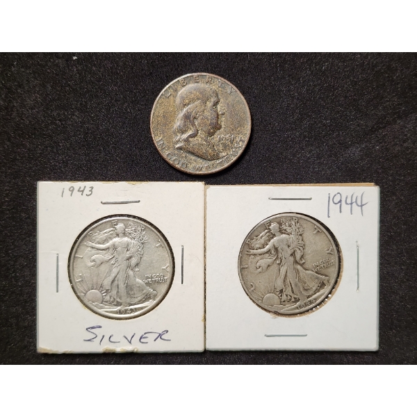 $1.50 Face Value in United States 90% Silver Half Dollars - Two Walking Liberties & A Franklin Half 