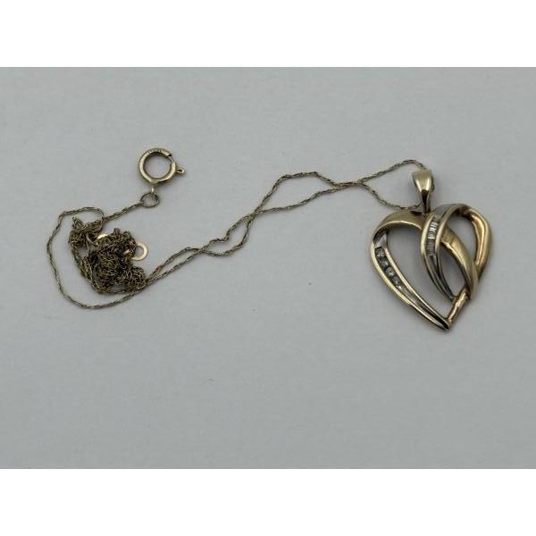 10K Heart Necklace with Diamonds - Knotted - 2.3 Grams 