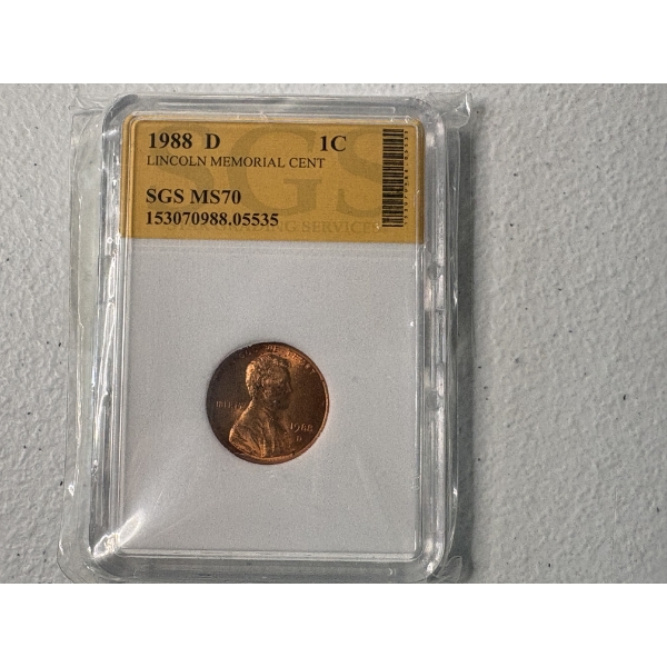 1988-D SGS MS70 Lincoln Memorial Cent