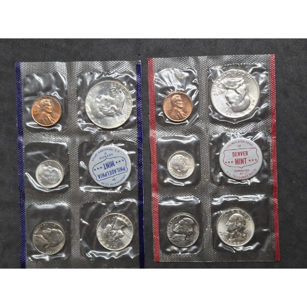 U.S. 90% SILVER COINS - RARE 1959 P & D  FRANKLIN UNC SET IN US MINT SEALED PKG  $1.70 FACE VALUE