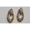 Image 1 : Vintage Style 14K Yellow Gold Door Knocker Textured Oval Hoop Earrings - Weight: 1.3g