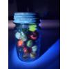 Image 9 : Vintage Mason Jar of Shooter Marbles Including Uranium