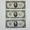Image 1 : Three United States Green Seal 1934 $20 Federal Reserve Notes - Face Value $60.00