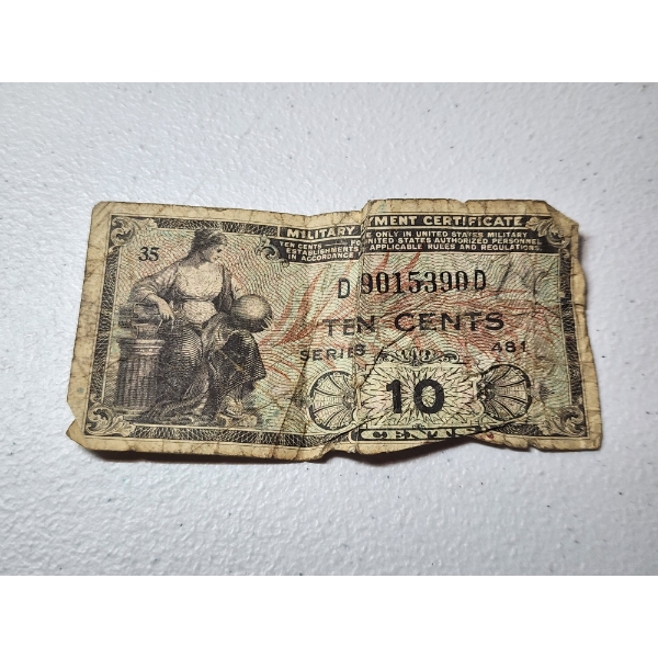 United States Series 481 10-Cent Note Military Certificate 