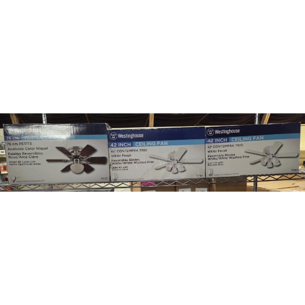 New In Boxes- Westinghouse Ceiling Fans- Two 42'' And One 30''