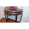 Image 3 : Group As Shown - Elegant Design & Inlayed 32" by 16" Half Round Console Table With Floral Vase Incl