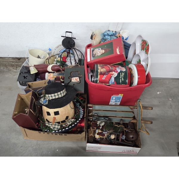 Huge Christmas Related Collection, Including Plates, Tins, Wood Decor, Lighted Items & Much More!