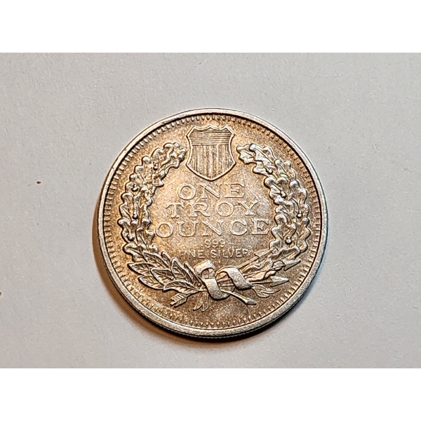 One Troy Ounce .999 Fine Silver Coin ft. Indian Head Design