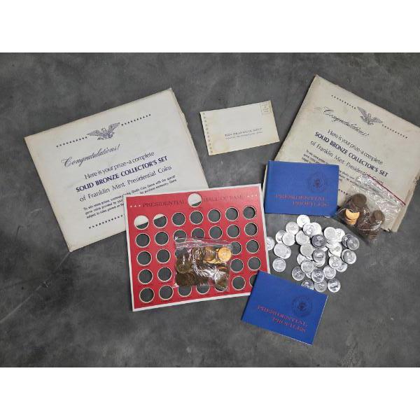 Two Vintage Franklin Mint Bronze Coin Sets (Not Legal Tender) 