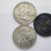 Image 2 : Five Assorted Years 90% Silver Franklin Half Dollars - FV: $2.50