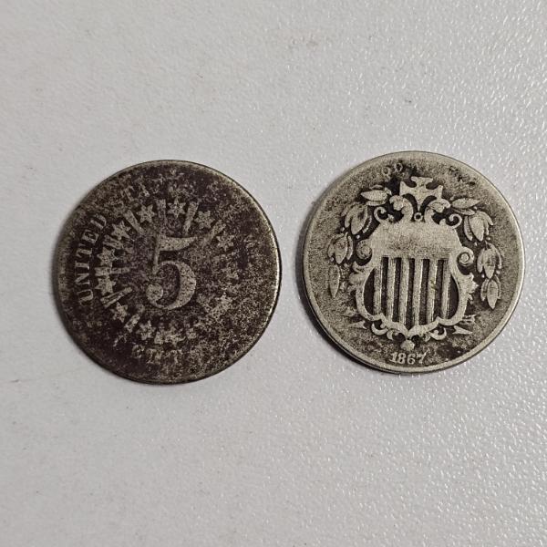 1866/67 Shield Nickels FV: $.10