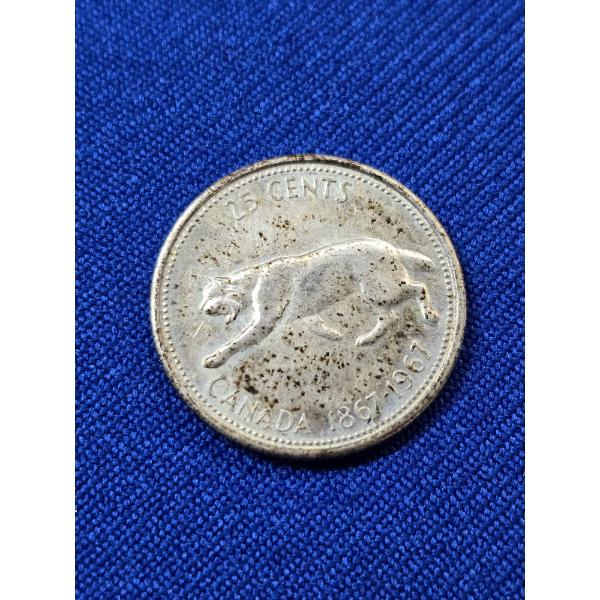 1967 Commemorative Centennial Canadian 25 Cent Silver Coin 80% Silver ASW: .15oz