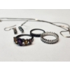 Image 7 : Sterling Silver Earrings, Colorful Rings, and Broken Chain - TW: 10.1g